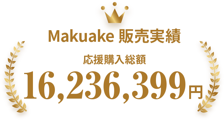 Makuake販売実績　応援購入総額16,236,399円